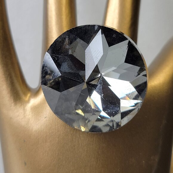 Huge Crystal Fashion Stretch Ring, Large Statement Crystal Ring,Cocktail Ring - Picture 2 of 9